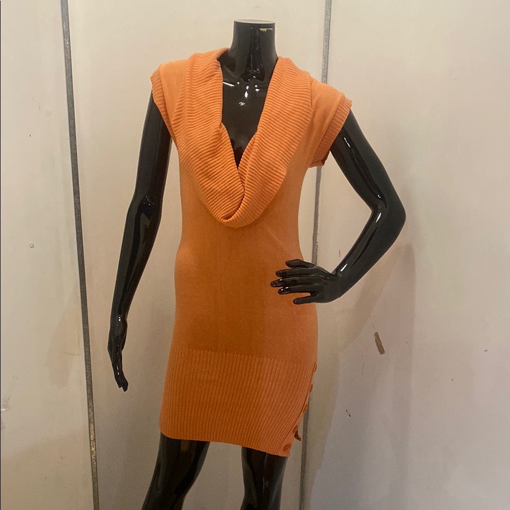 Vibrant Orange Cowl Neck Sweater